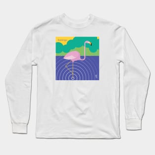 Minimal Zoo Art Series | A to Z  | Flamingo | Square Long Sleeve T-Shirt